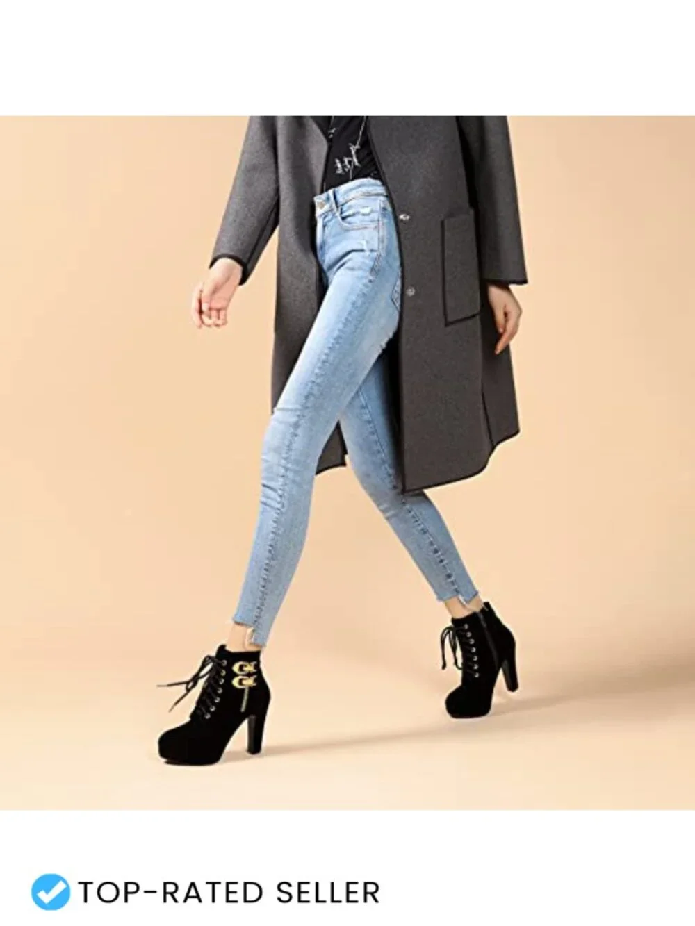 Women's Chunky Heel Platform Ankle Booties Lace Up Round Toe PU Suede